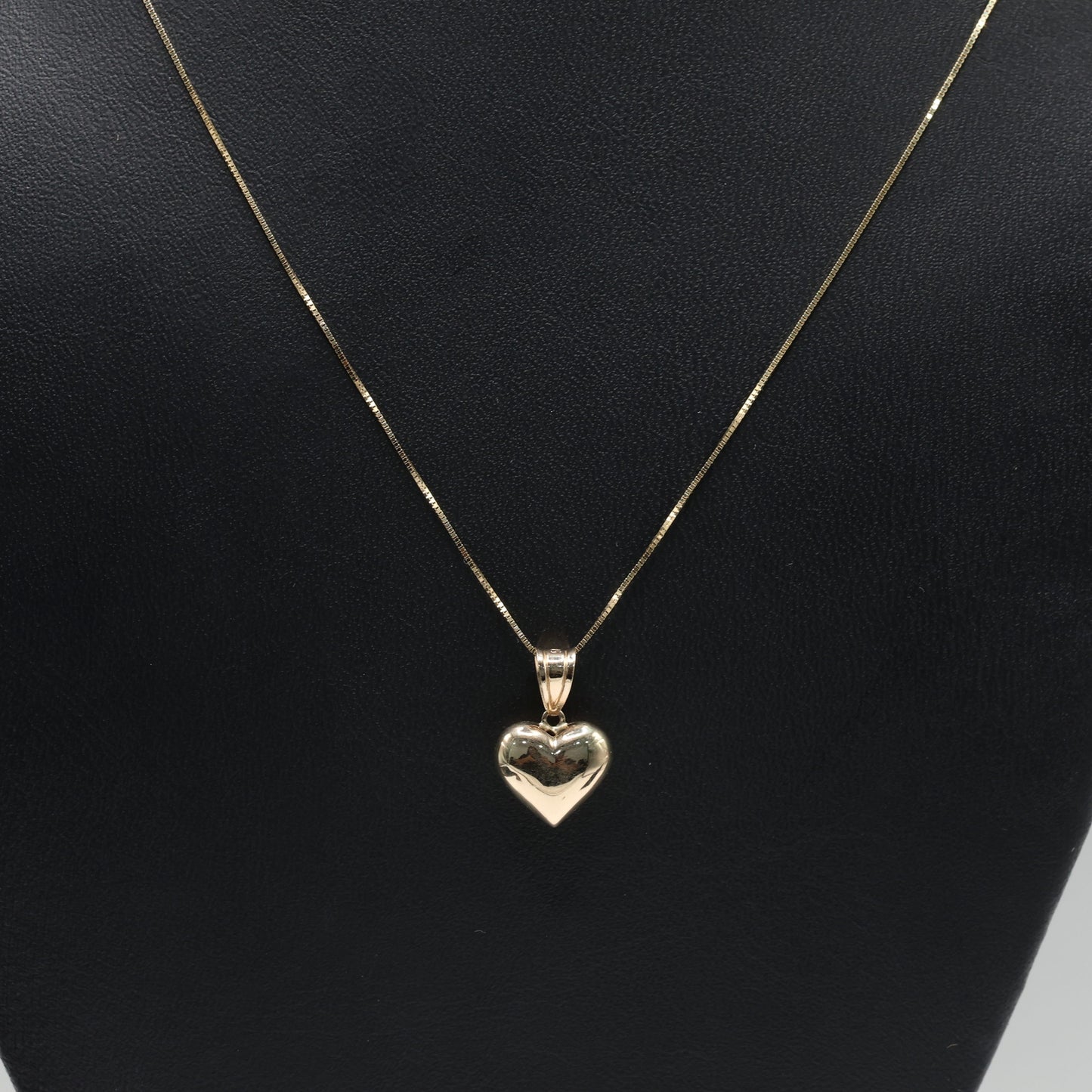 14KT GOLD SMALL HEART PENDANT WITH BOX CHAIN - 5 CHAIN SIZES