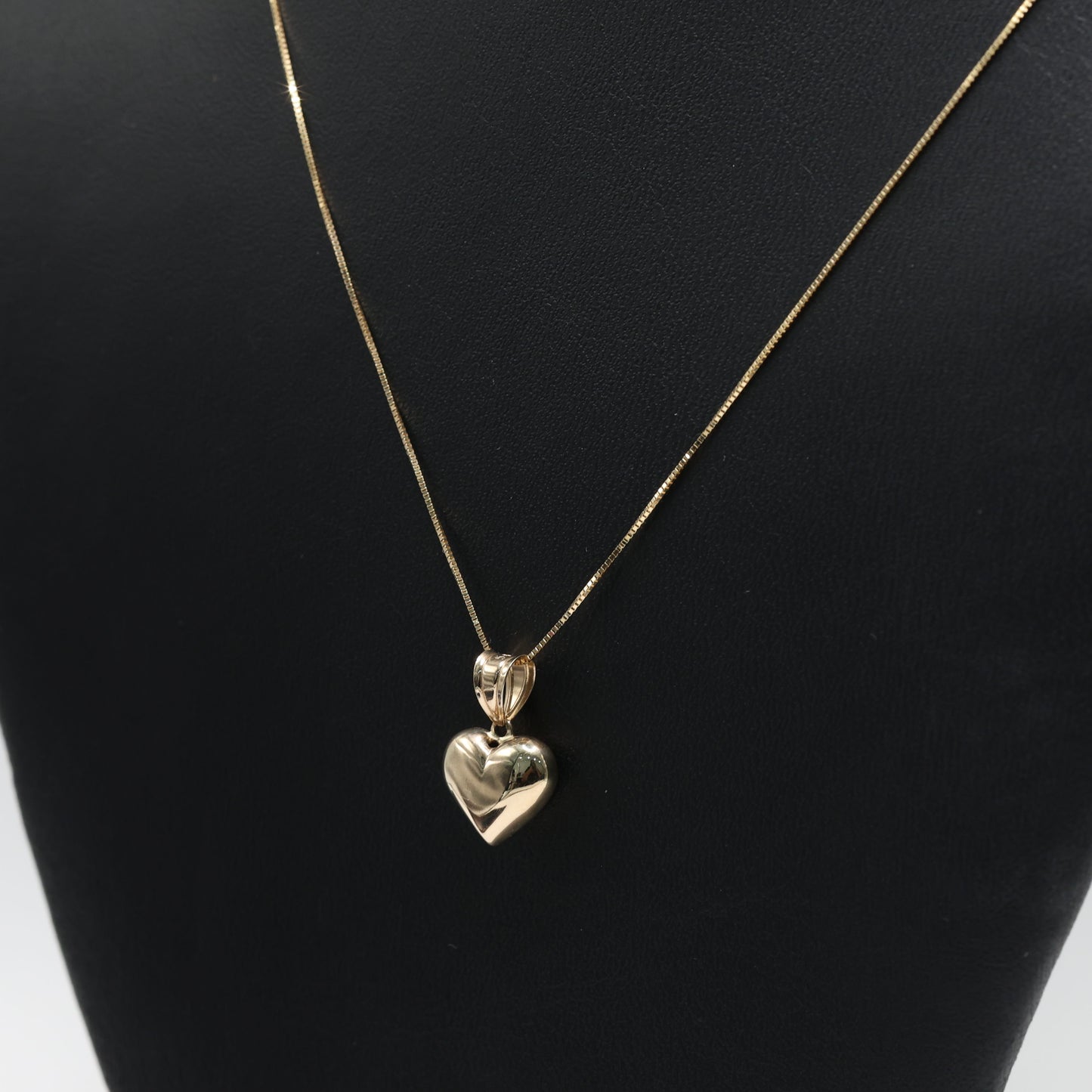 14KT GOLD SMALL HEART PENDANT WITH BOX CHAIN - 5 CHAIN SIZES