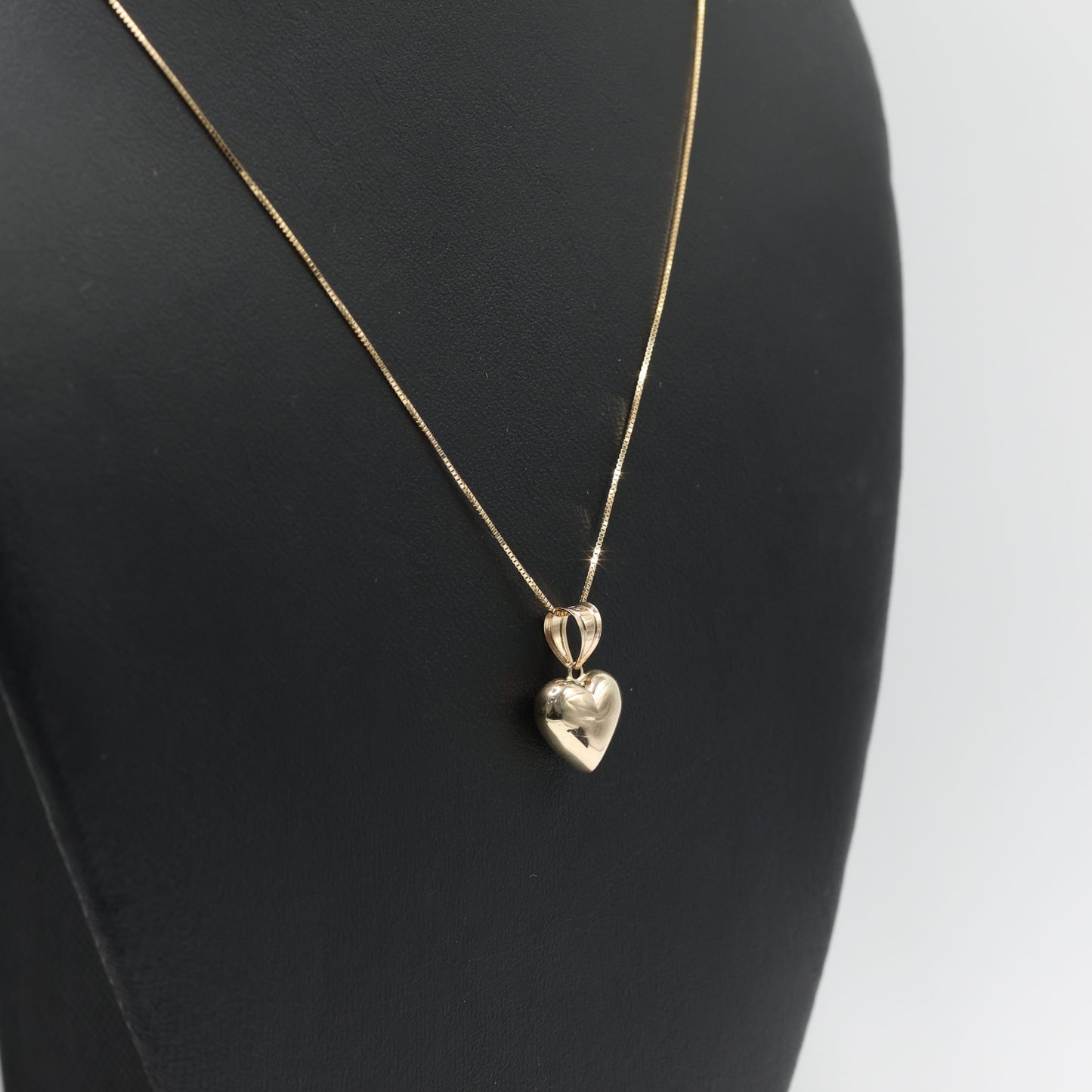 14KT GOLD SMALL HEART PENDANT WITH BOX CHAIN - 5 CHAIN SIZES