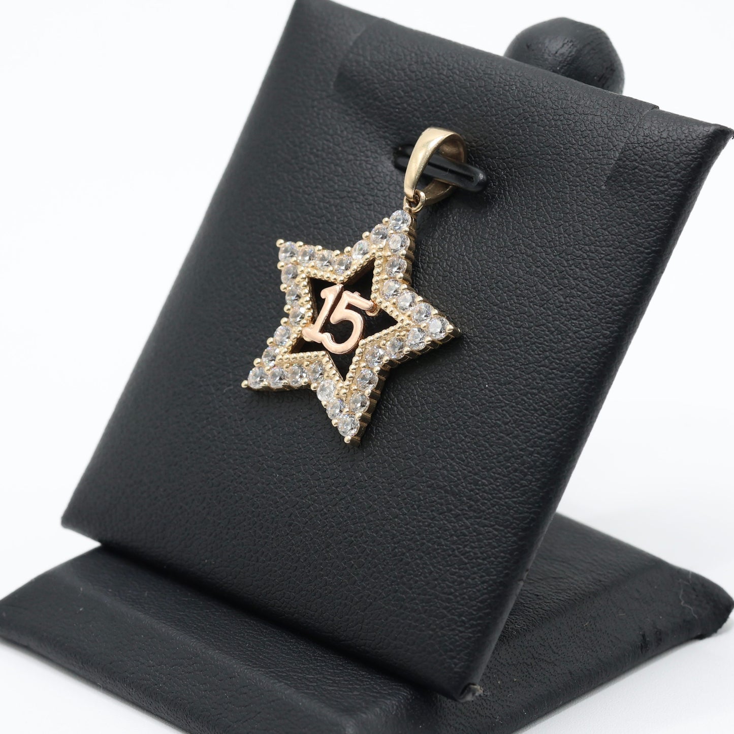 14KT GOLD QUINCE CZ STAR WITH BOX CHAIN SIZE 18”