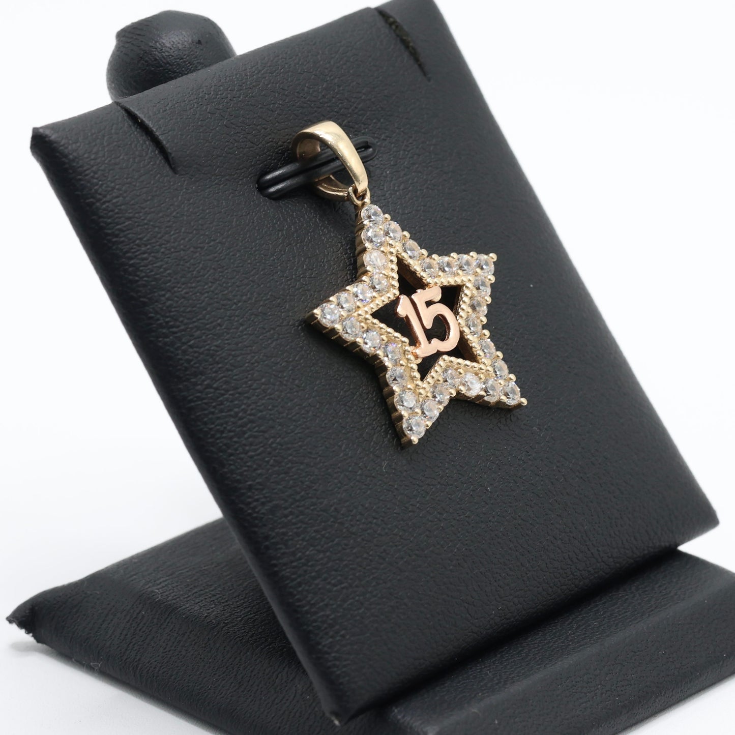 14KT GOLD QUINCE CZ STAR WITH BOX CHAIN SIZE 18”