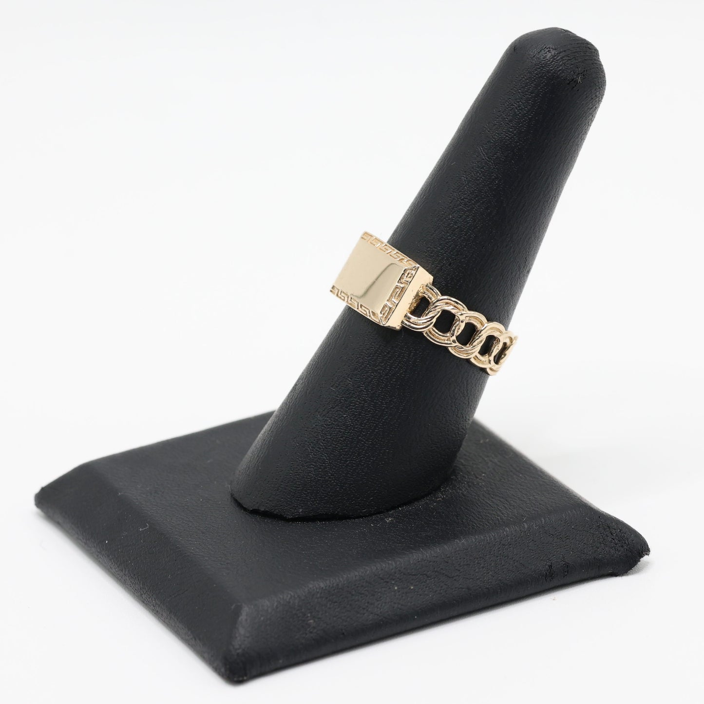 14KT GOLD RECTANGLE PLAQUE RING - FREE LASER ENGRAVING