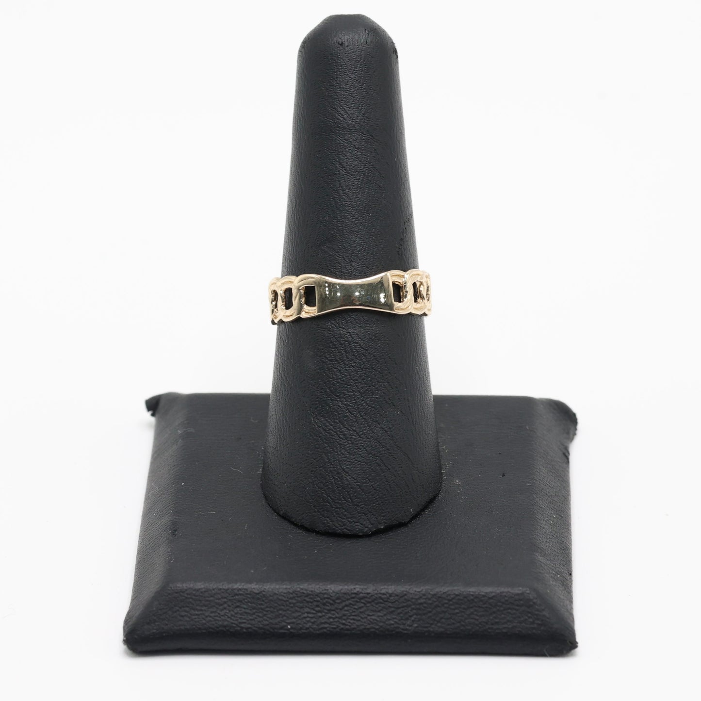 14KT GOLD RECTANGLE PLAQUE RING - FREE LASER ENGRAVING