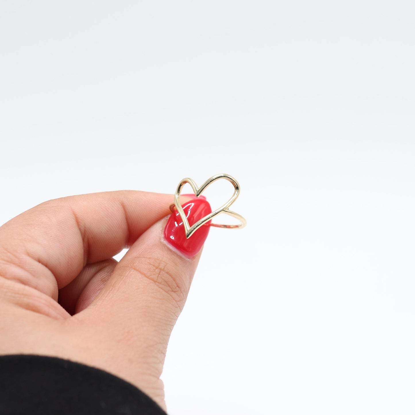 14KT GOLD OPEN HEART OUTLINE RING