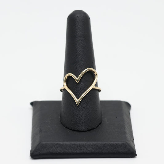 14KT GOLD OPEN HEART OUTLINE RING