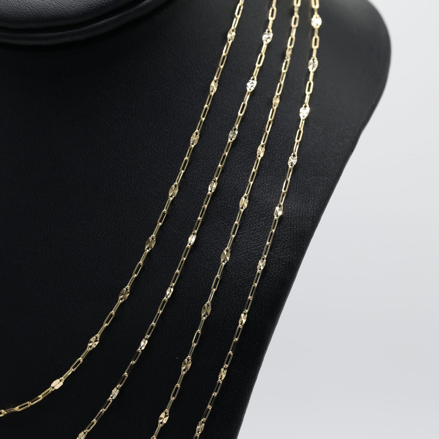 14KT GOLD MIRROR LINK PAPERCLIP CHAIN - 4 SIZES