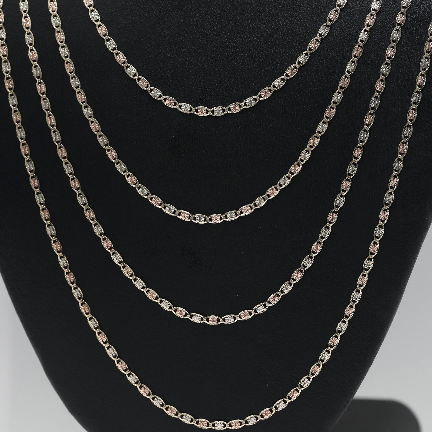 14KT GOLD 2.5MM 3 TONE VALE CHAIN NECKLACE - 4 SIZES