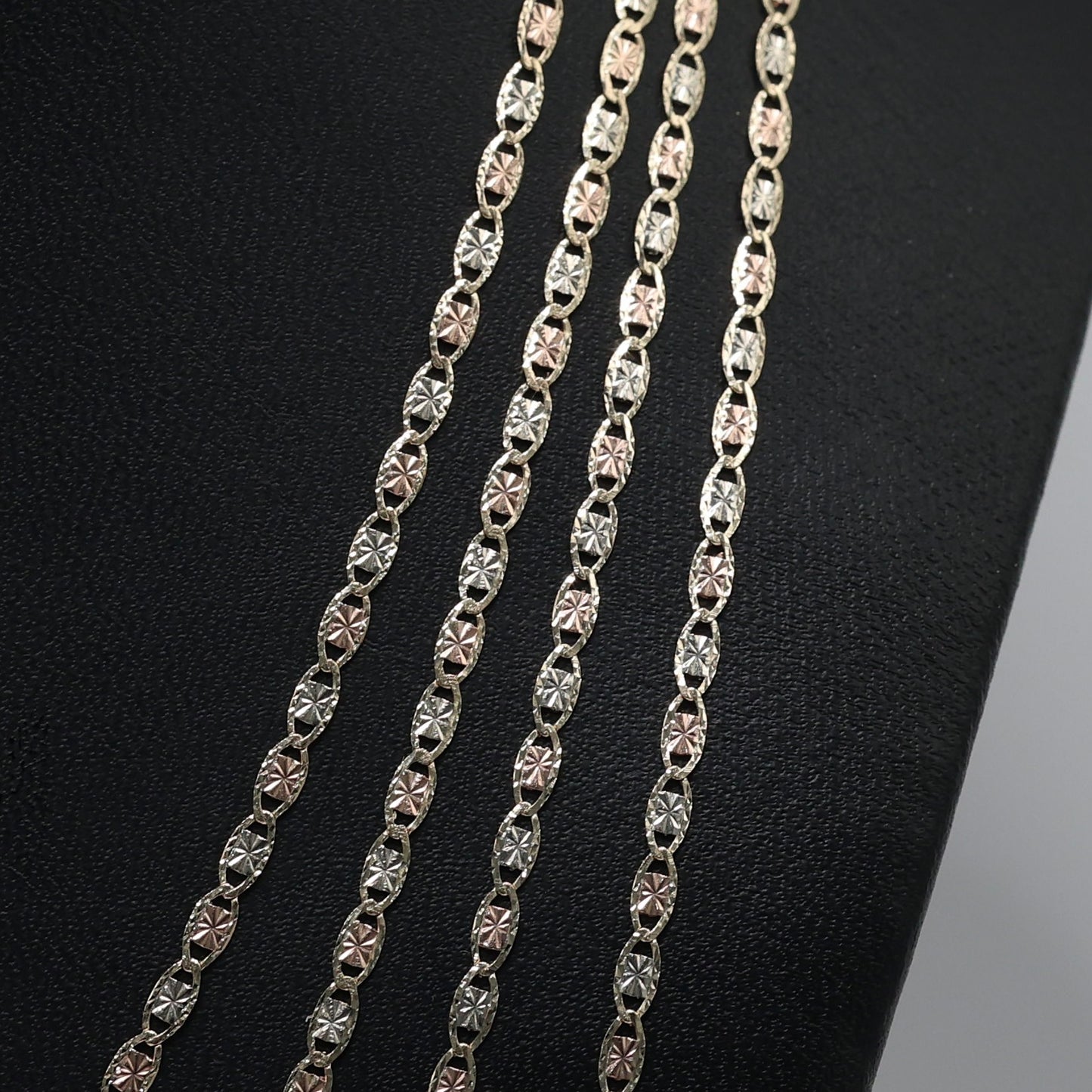 14KT GOLD 2.5MM 3 TONE VALE CHAIN NECKLACE - 4 SIZES
