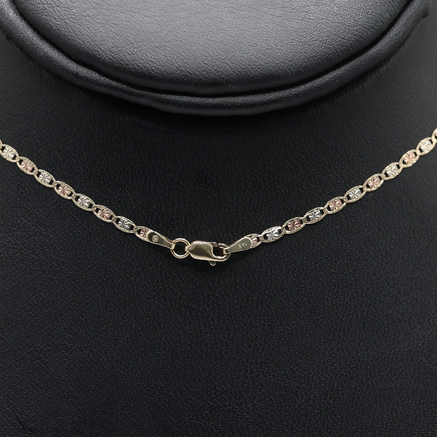 14KT GOLD 2.5MM 3 TONE VALE CHAIN NECKLACE - 4 SIZES
