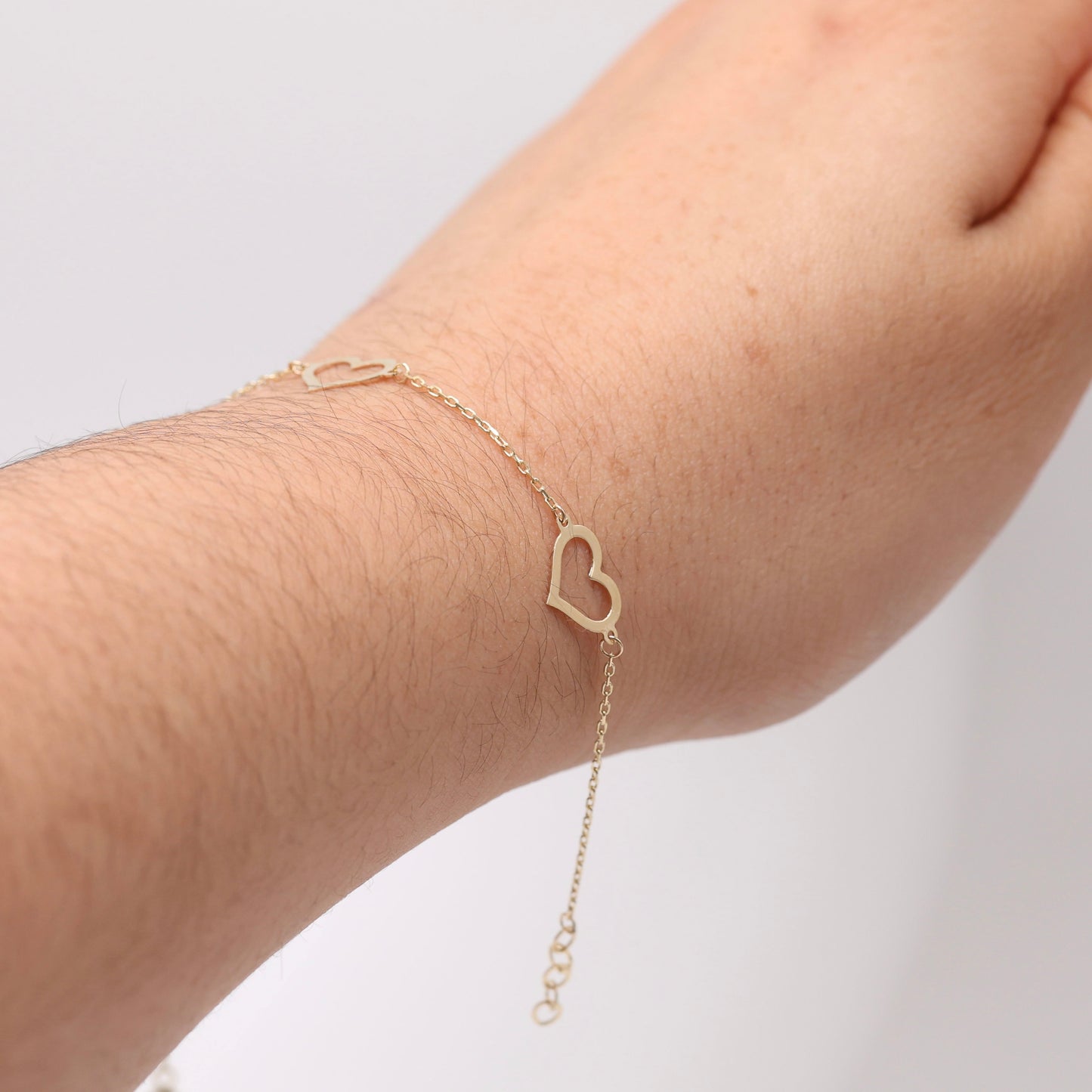 14KT GOLD DAINTY 4 HEART BRACELET