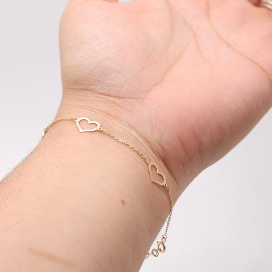14KT GOLD DAINTY 4 HEART BRACELET