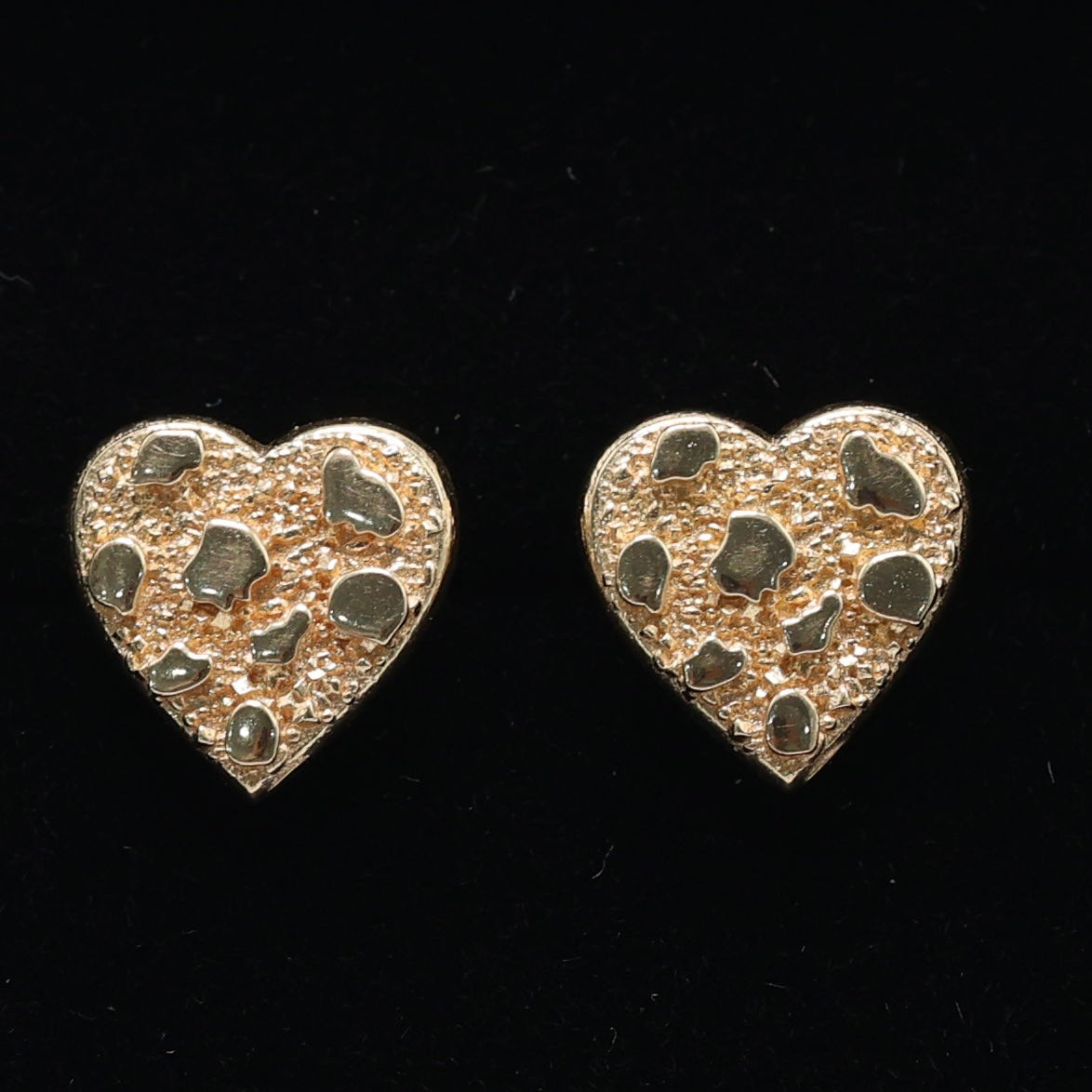 14KT GOLD NUGGET HEART EARRINGS