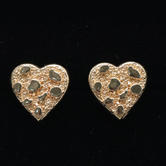 14KT GOLD NUGGET HEART EARRINGS