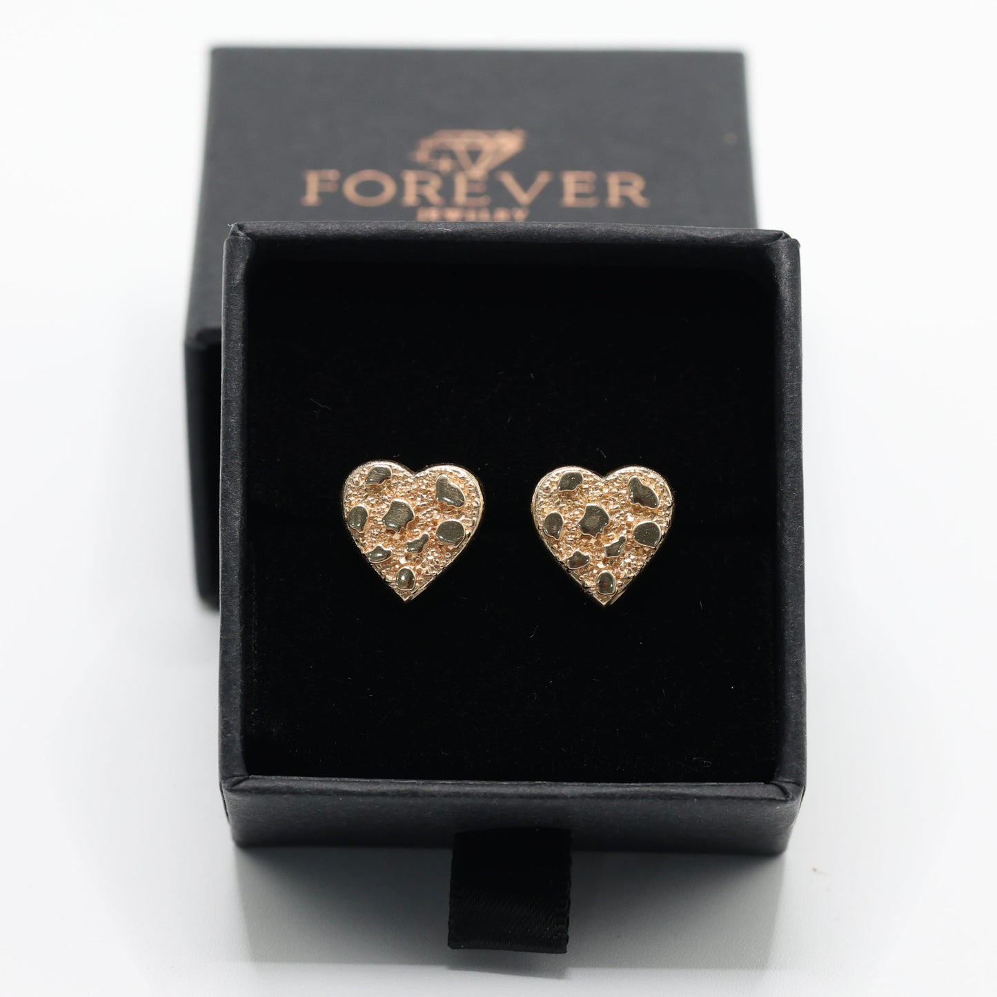 14KT GOLD NUGGET HEART EARRINGS