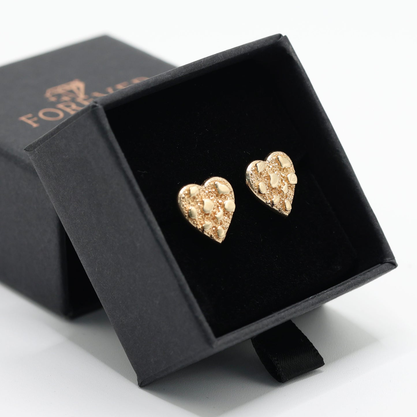 14KT GOLD NUGGET HEART EARRINGS