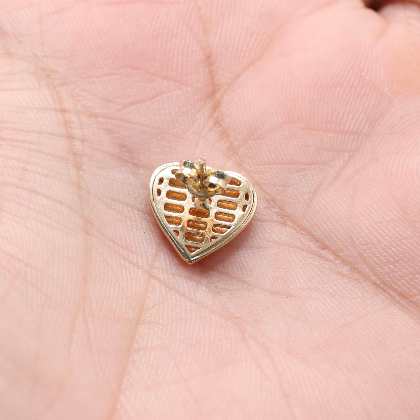 14KT GOLD NUGGET HEART EARRINGS