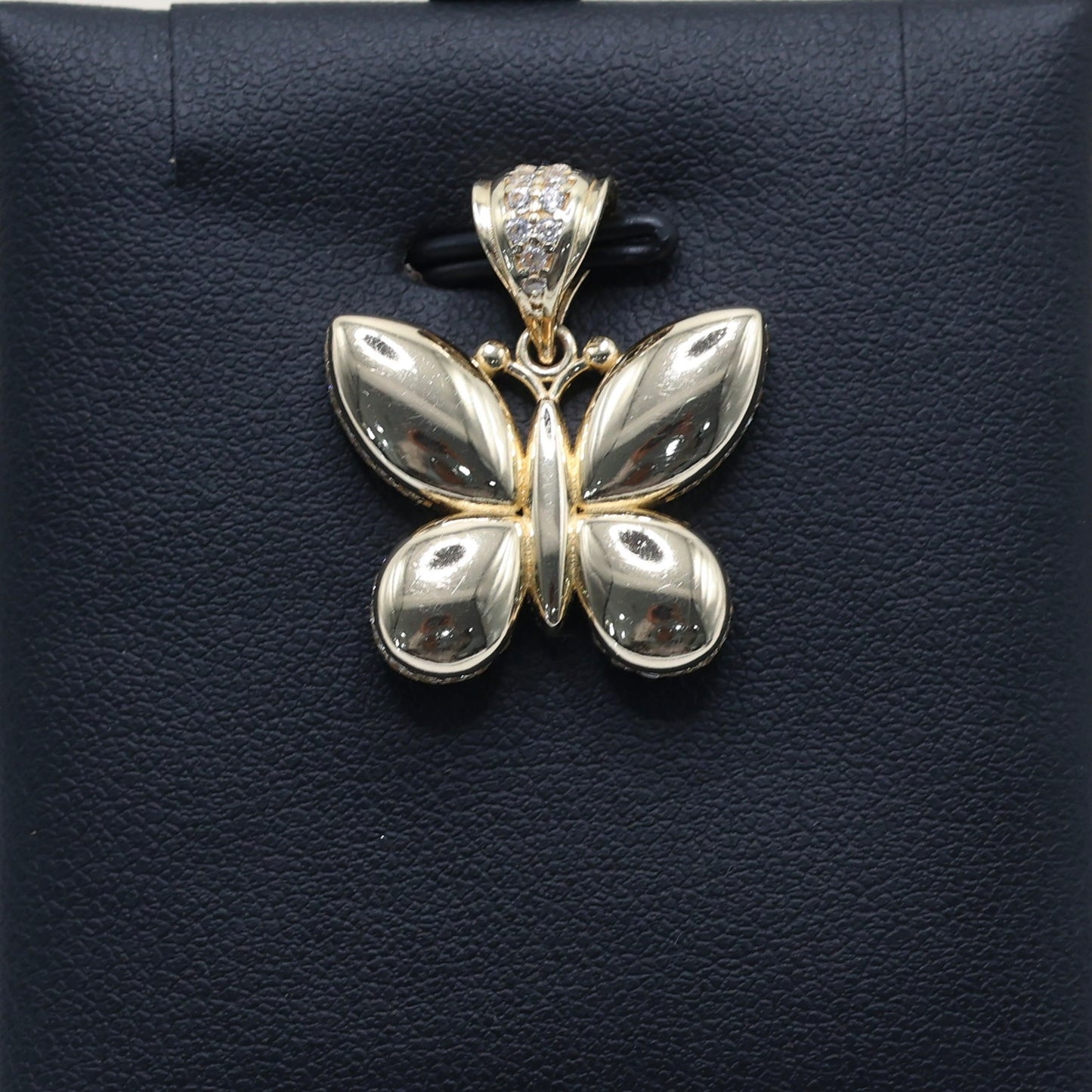 14KT GOLD BUTTERFLY PENDANT WITH CUBIC ZIRCONIA STONES