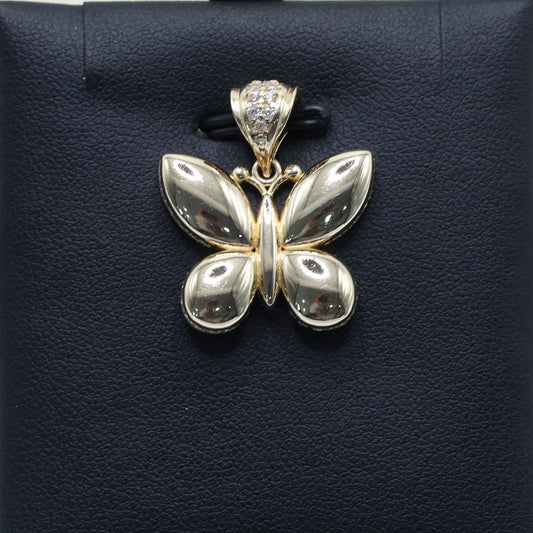 14KT GOLD BUTTERFLY PENDANT WITH CUBIC ZIRCONIA STONES