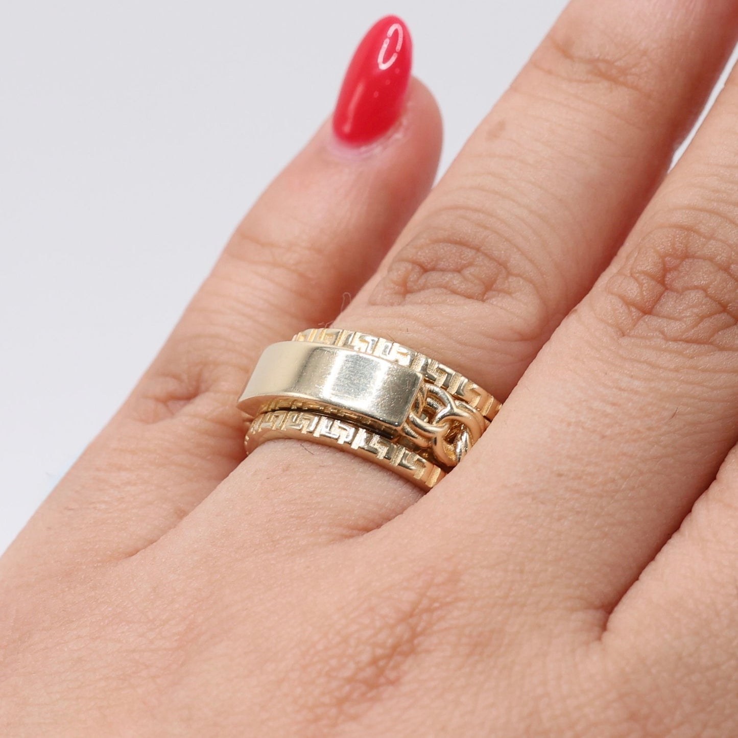 14KT GOLD SPINNING RING WITH FREE LASER ENGRAVING