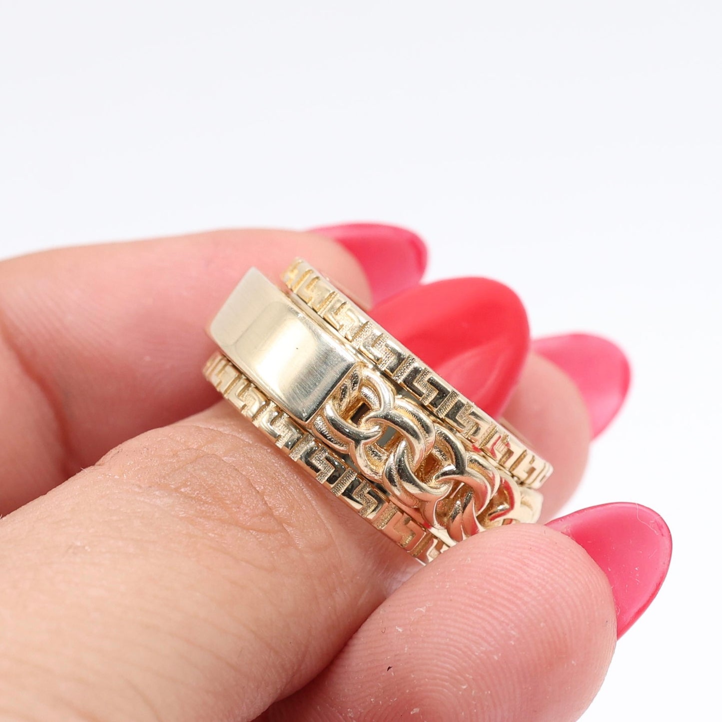 14KT GOLD SPINNING RING WITH FREE LASER ENGRAVING