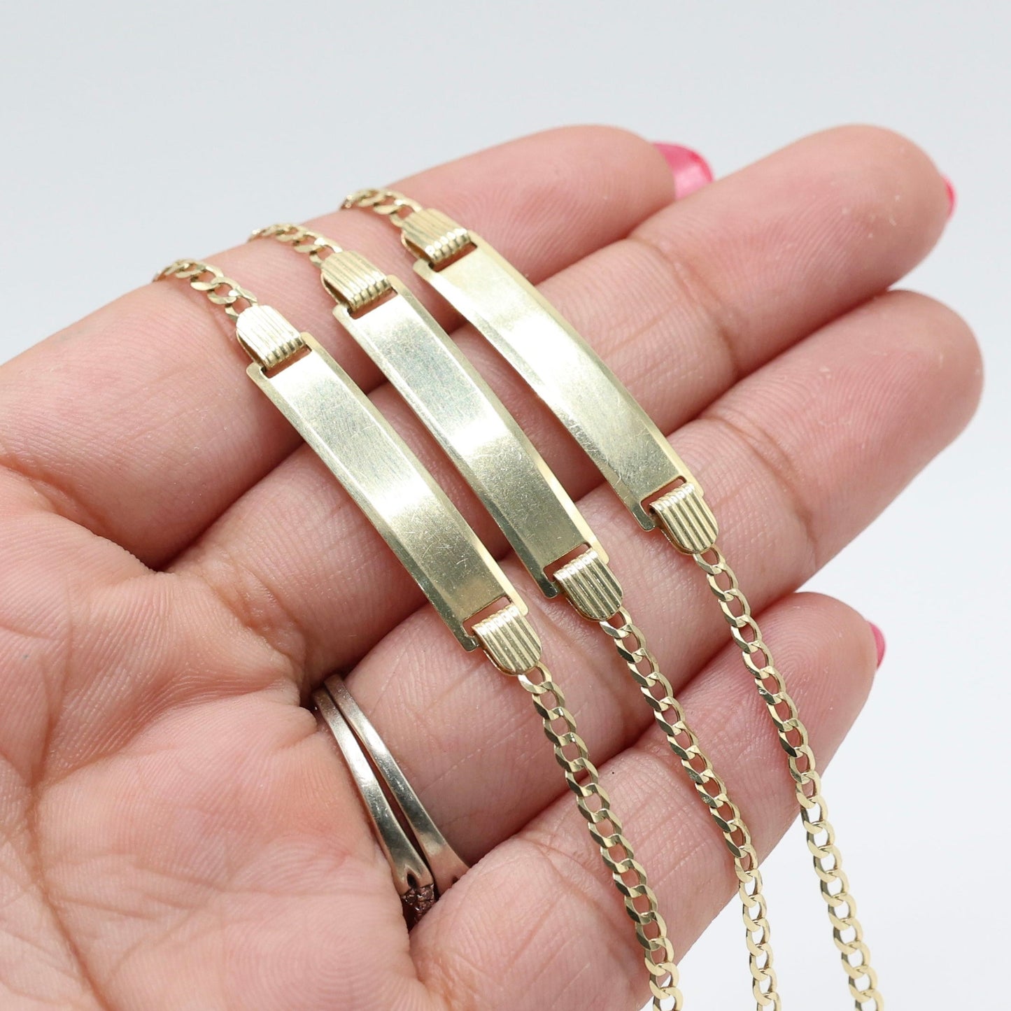 14KT GOLD KIDS CUBAN PLAQUE BRACELET SIZE 6
