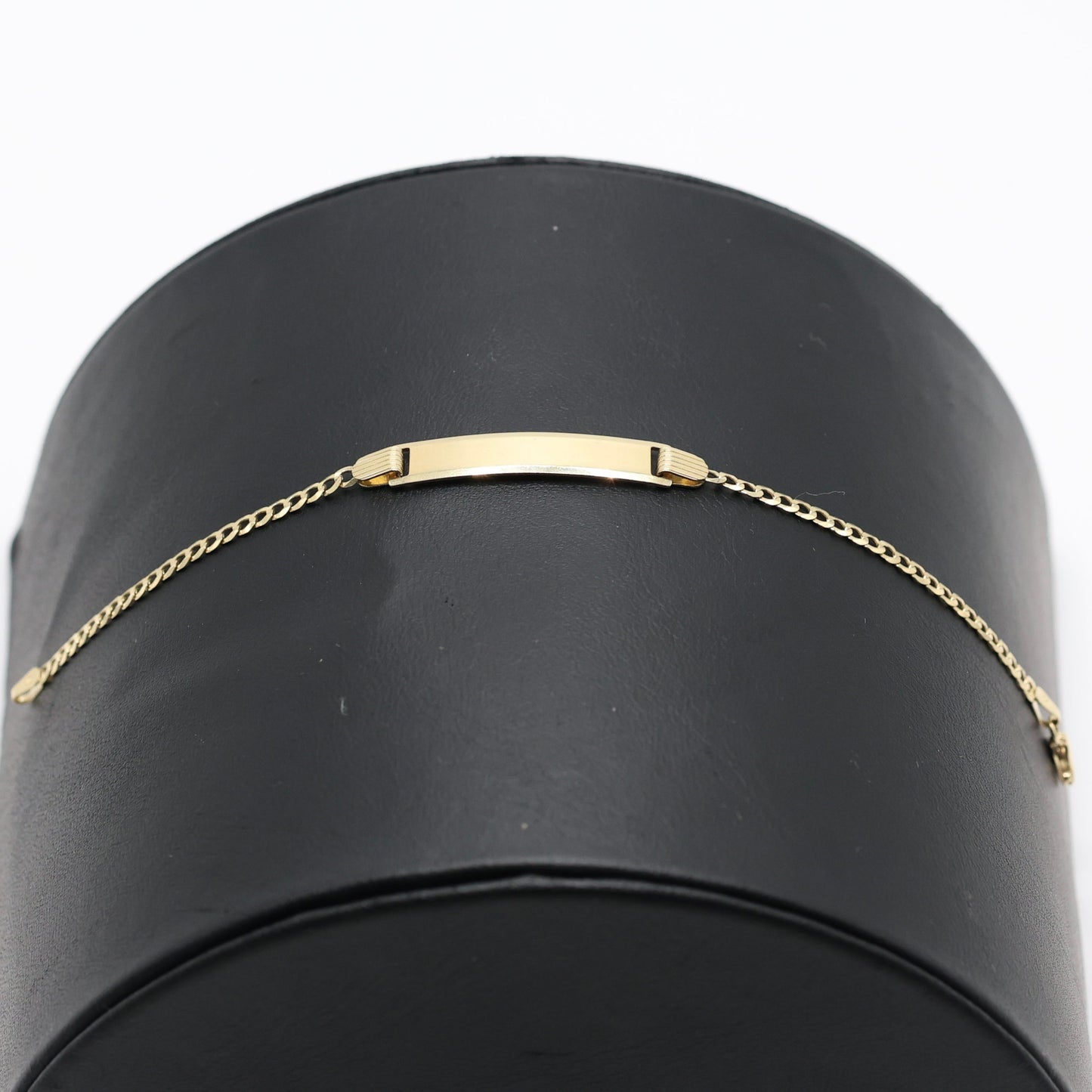 14KT GOLD KIDS CUBAN PLAQUE BRACELET SIZE 6