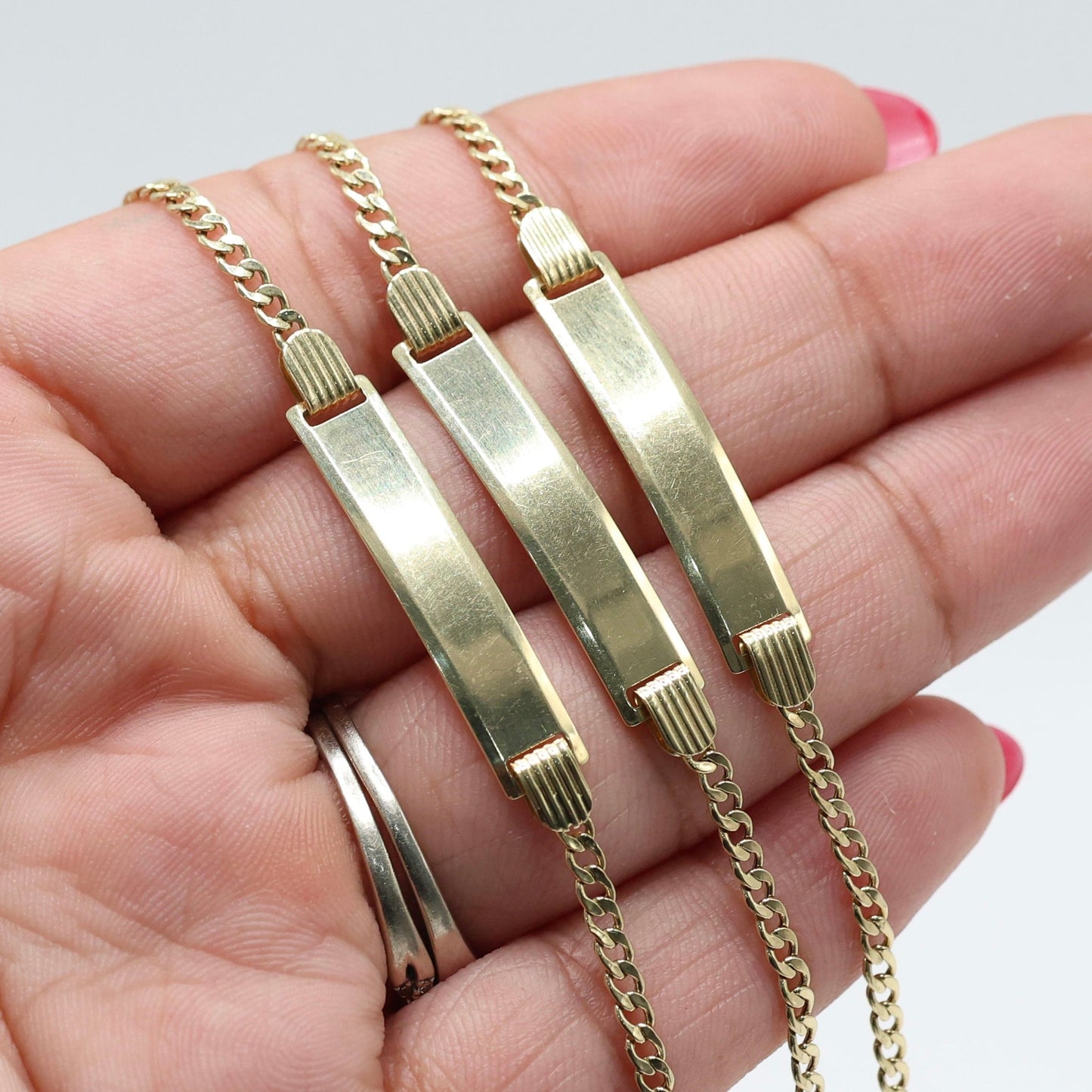 14KT GOLD KIDS CUBAN PLAQUE BRACELET SIZE 5.5