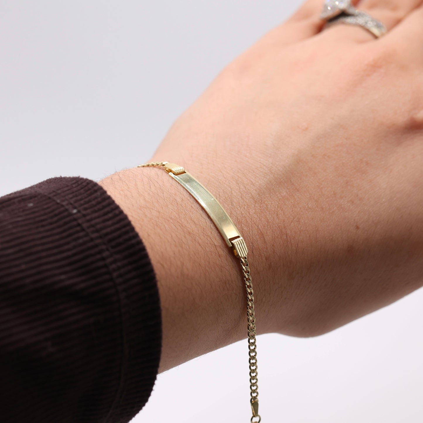 14KT GOLD KIDS CUBAN PLAQUE BRACELET SIZE 5.5