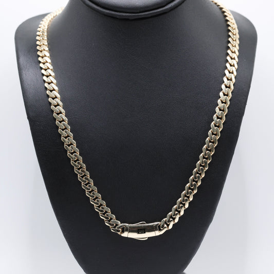 14KT GOLD 8MM MONACO CHAIN NECKLACE CLASSIC - SIZE 22