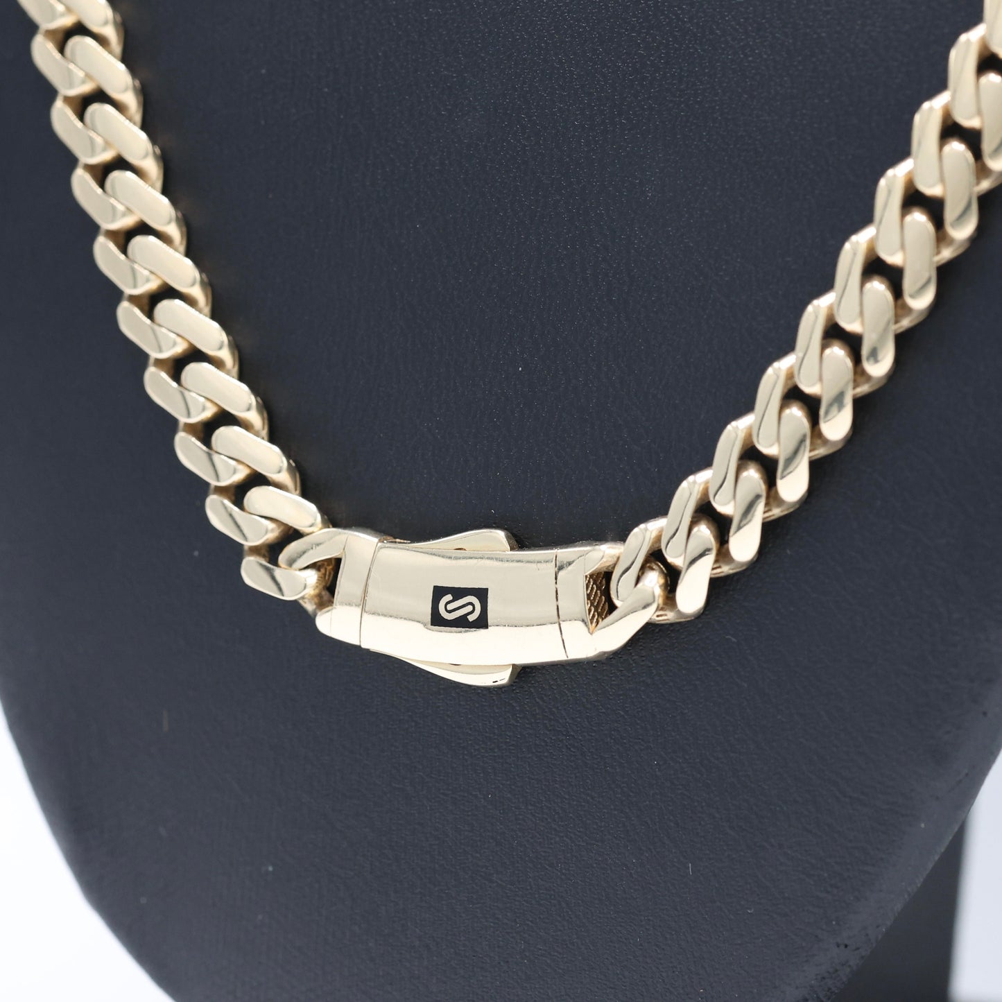14KT GOLD 8MM MONACO CHAIN NECKLACE CLASSIC - SIZE 22
