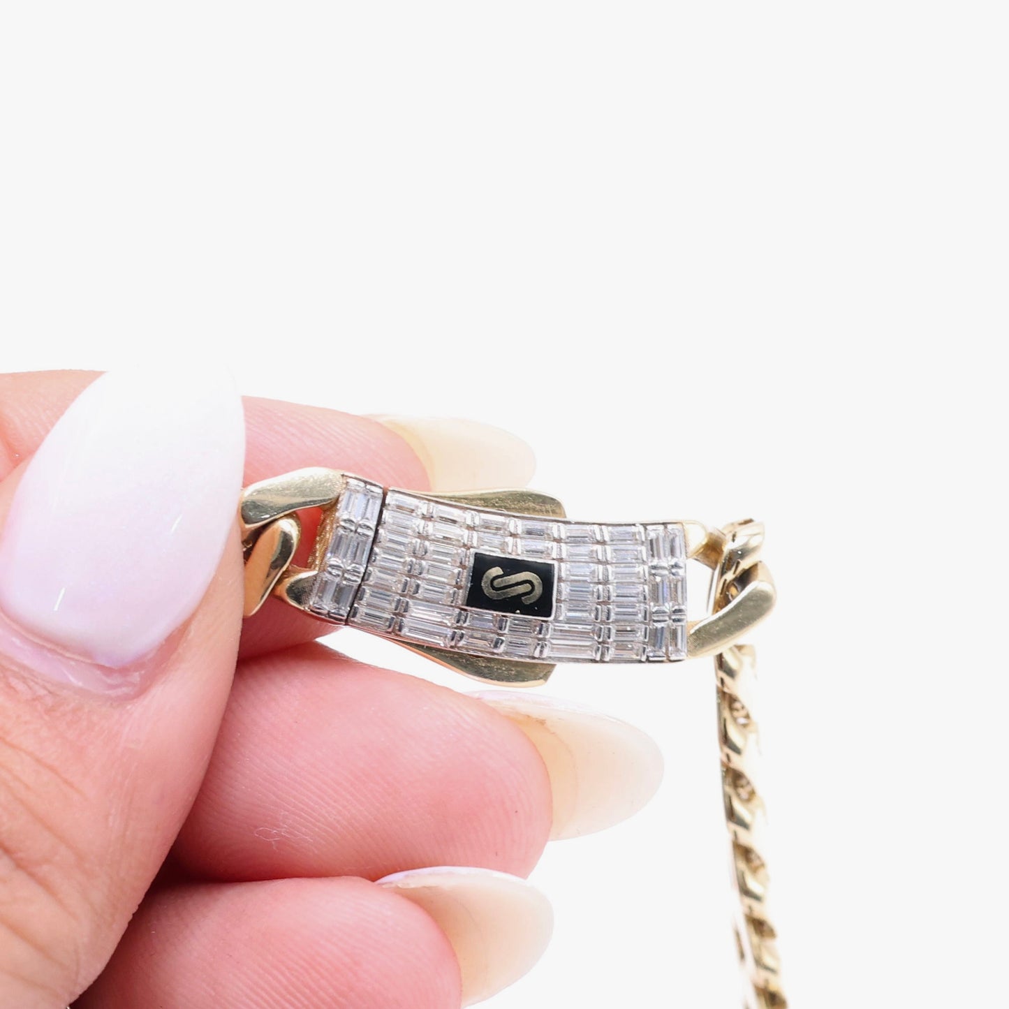 14KT GOLD MONACO CHAIN CLASSIC - BAGUETTE LOCK SIZE 24