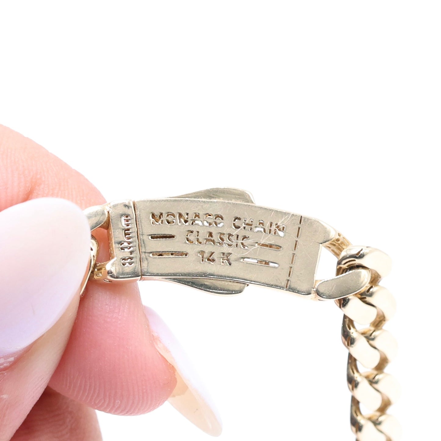 14KT GOLD MONACO CHAIN CLASSIC - BAGUETTE LOCK SIZE 24