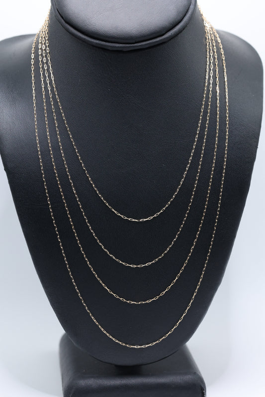 14KT GOLD MINI PAPERCLIP NECKLACE - 1MM