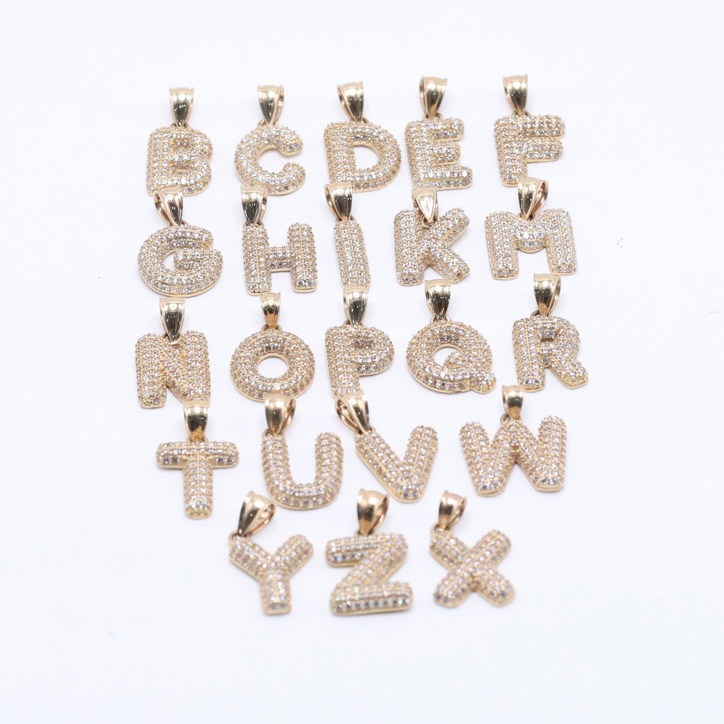 14KT GOLD PUFFY BUBBLE LETTERS A-Z