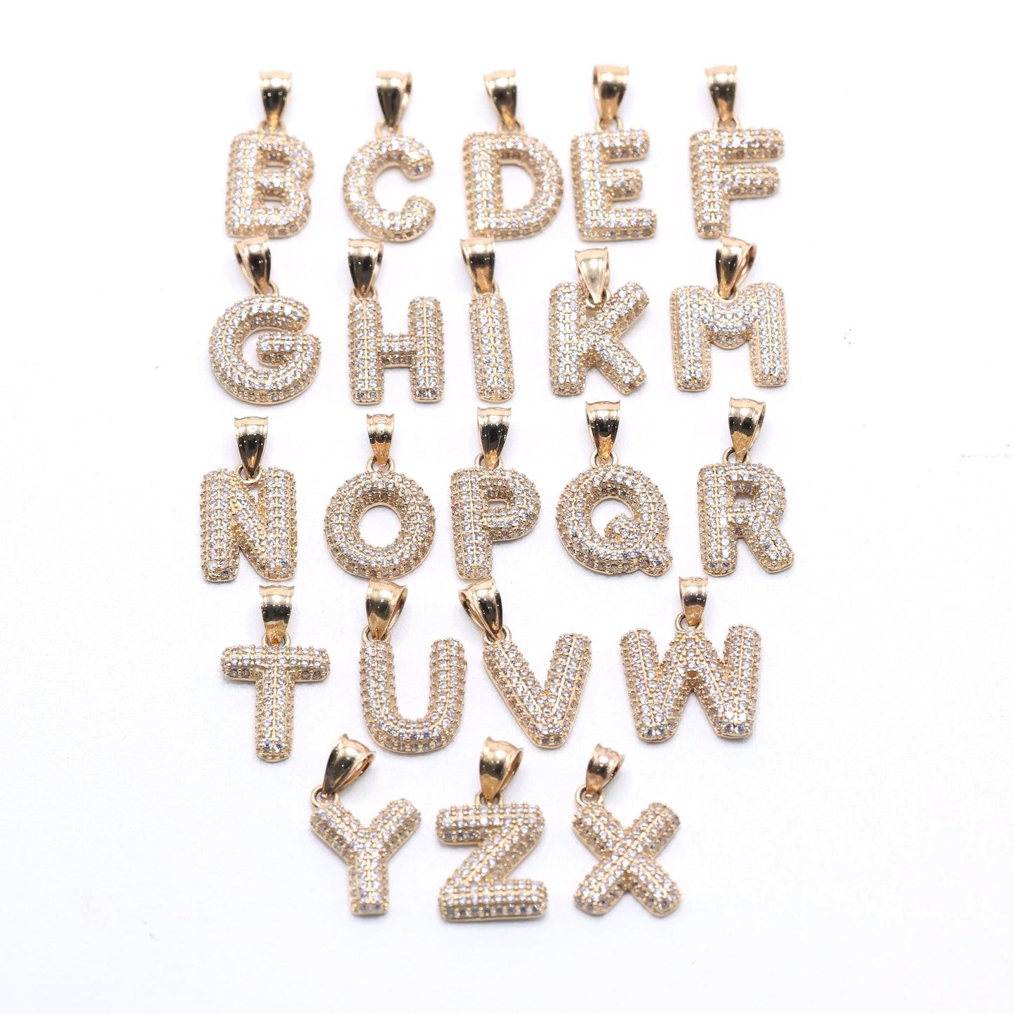 14KT GOLD PUFFY BUBBLE LETTERS A-Z
