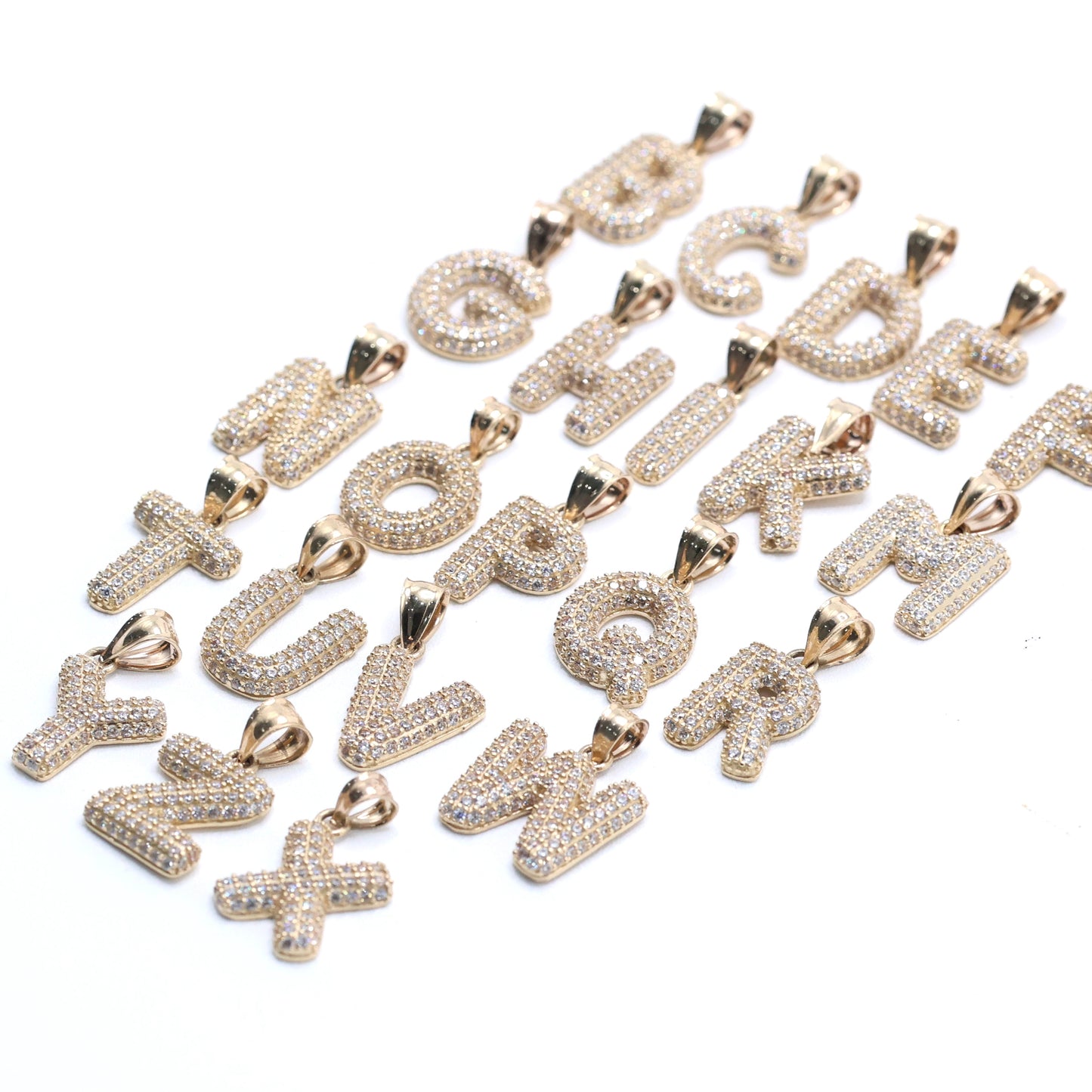 14KT GOLD PUFFY BUBBLE LETTERS A-Z