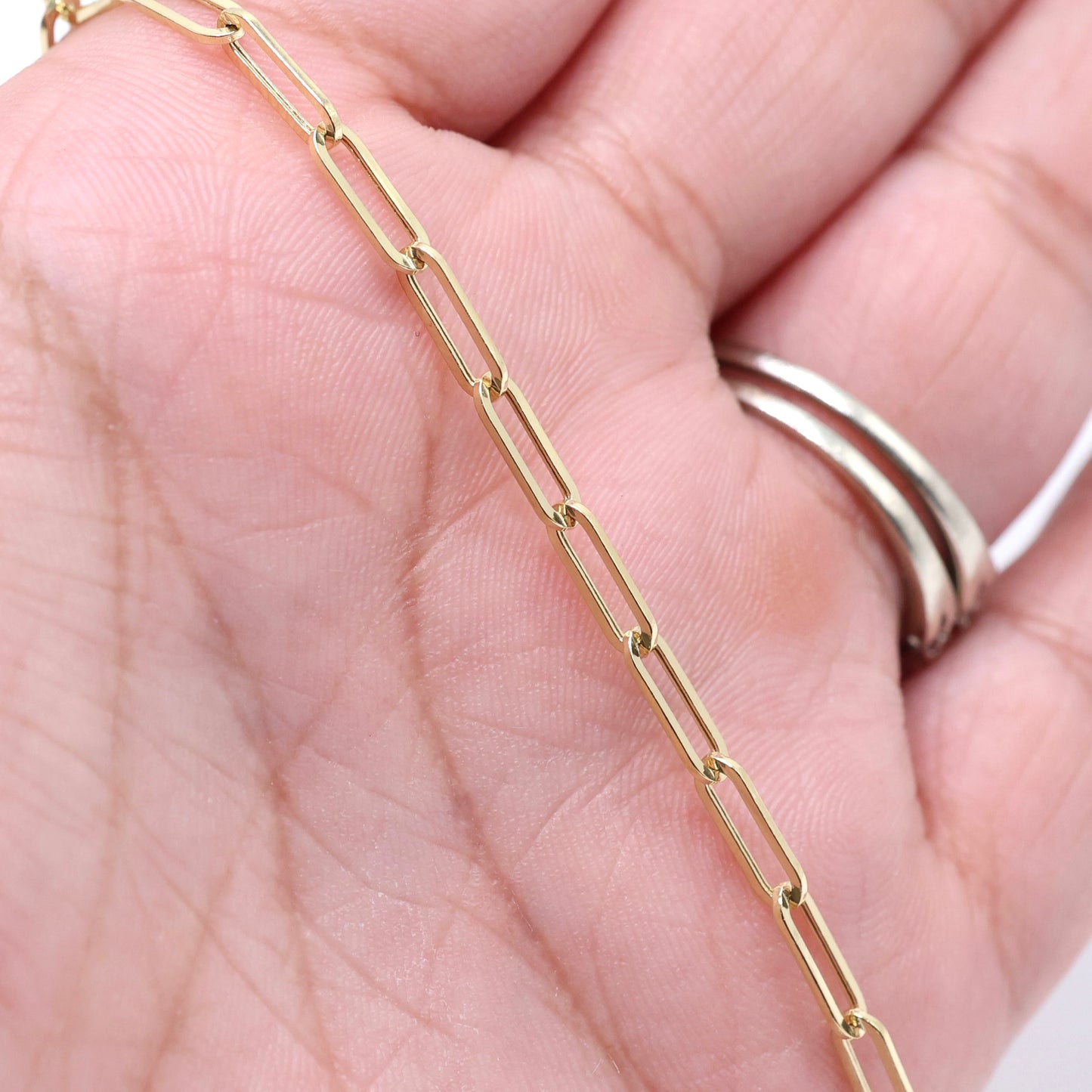 14KT GOLD 3MM PAPERCLIP BRACELET - 3 SIZES AVAILABLE