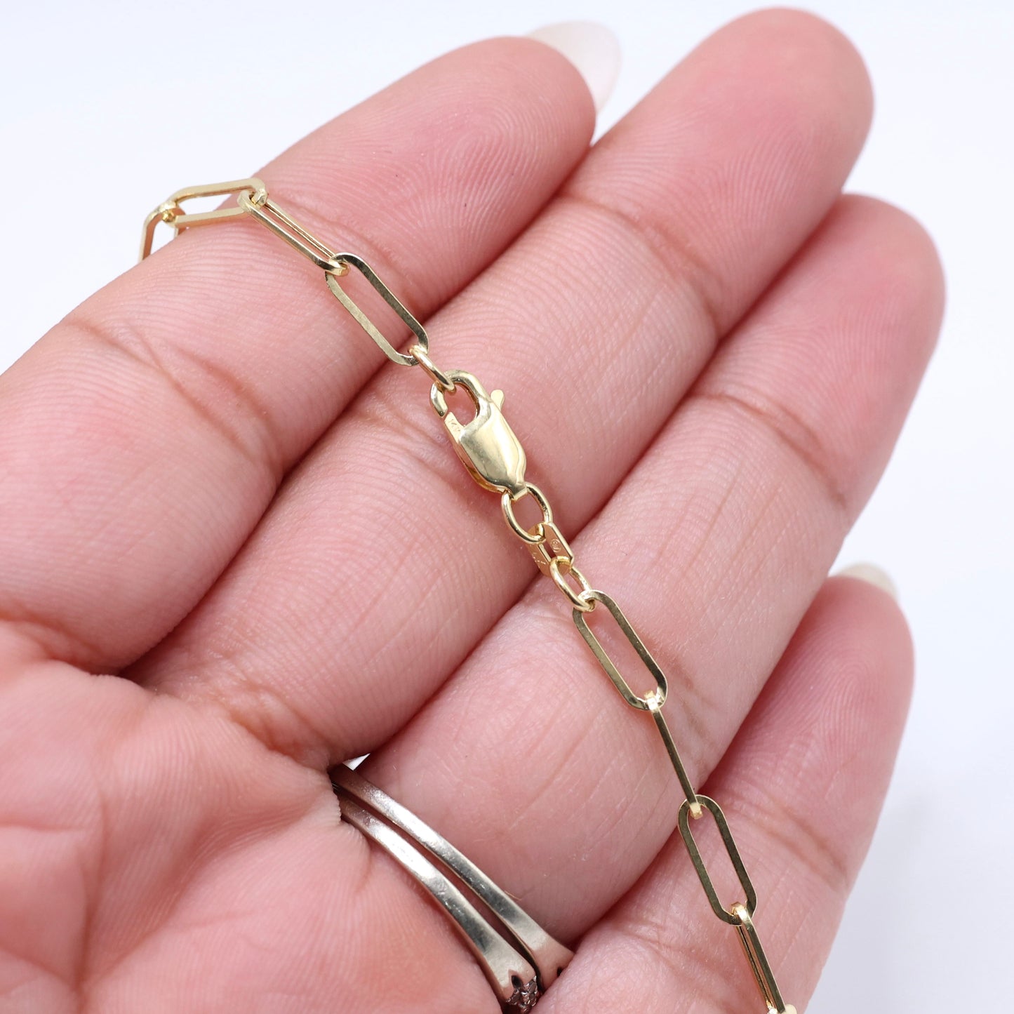 14KT GOLD 3MM PAPERCLIP BRACELET - 3 SIZES AVAILABLE