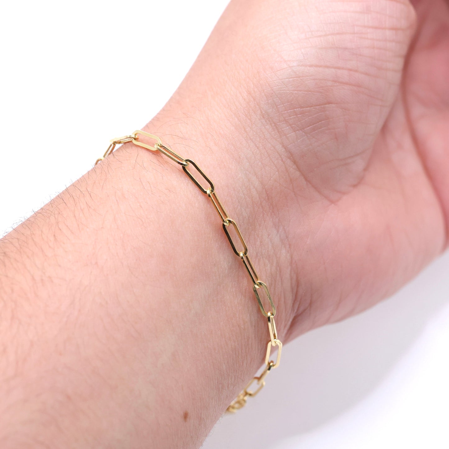 14KT GOLD 3MM PAPERCLIP BRACELET - 3 SIZES AVAILABLE