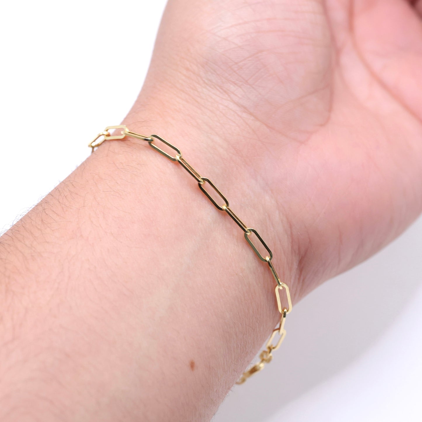 14KT GOLD 3MM PAPERCLIP BRACELET - 3 SIZES AVAILABLE