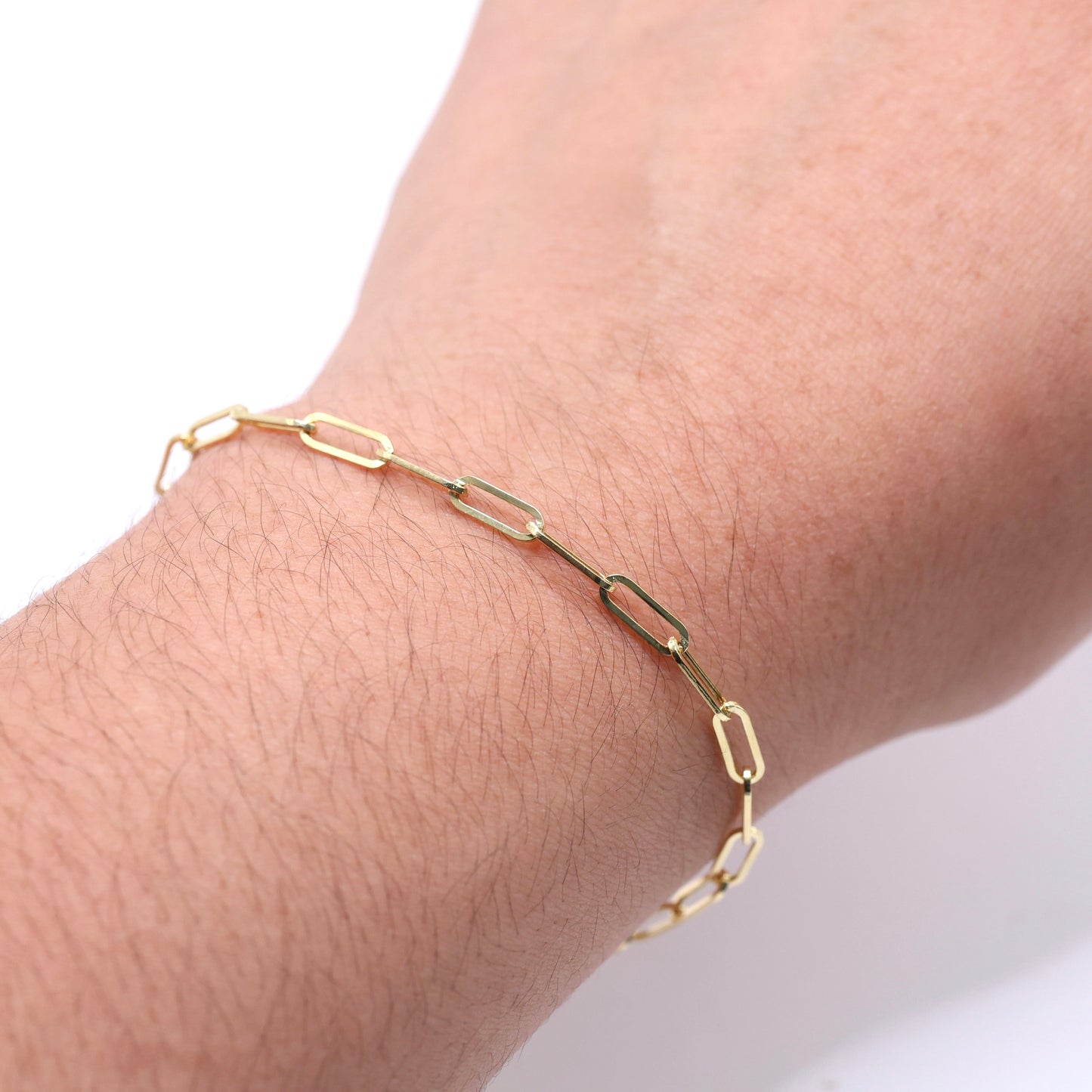 14KT GOLD 3MM PAPERCLIP BRACELET - 3 SIZES AVAILABLE