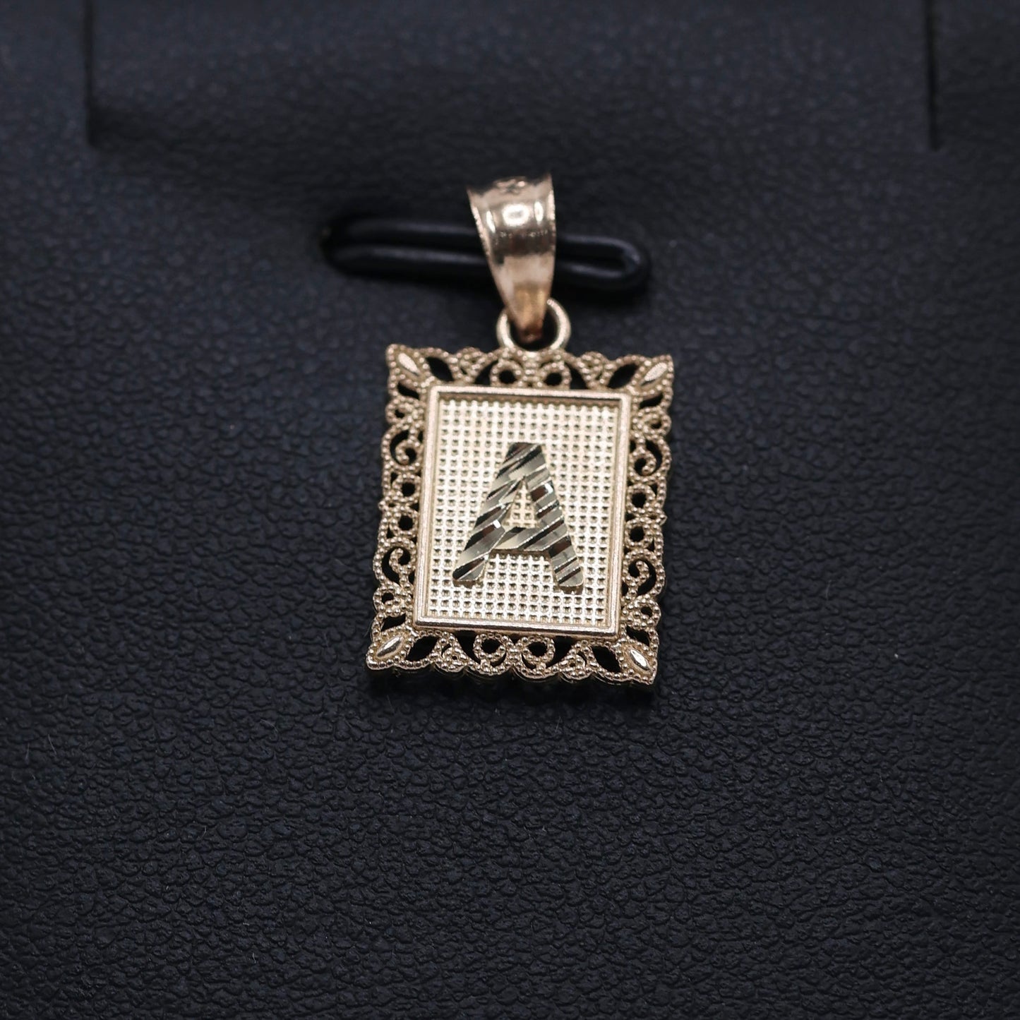 14KT GOLD SQUARE PLAQUE LETTER PENDANTS