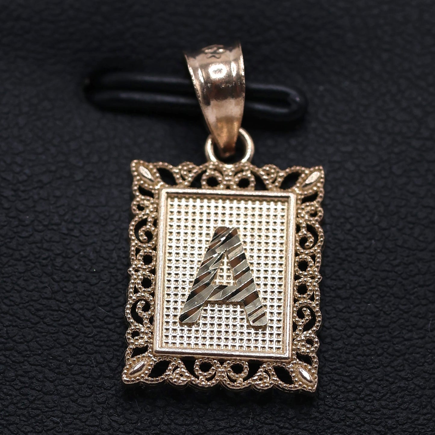 14KT GOLD SQUARE PLAQUE LETTER PENDANTS
