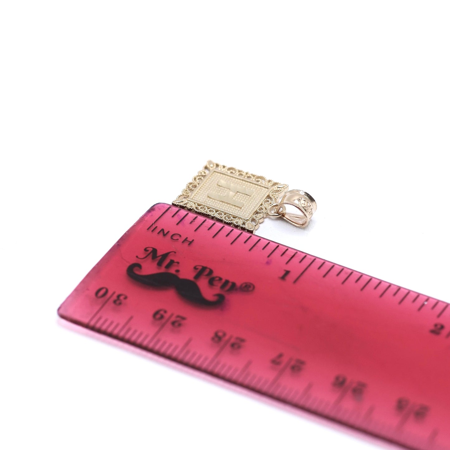 14KT GOLD SQUARE PLAQUE LETTER PENDANTS