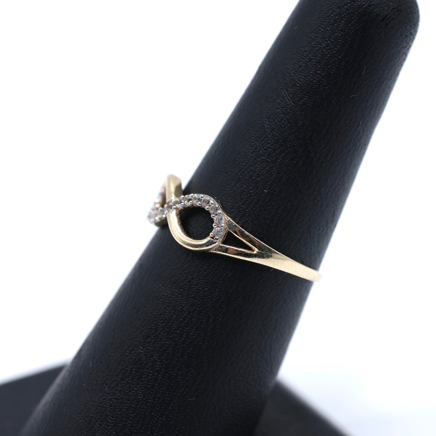 14KT GOLD CUBIC ZIRCONIA INFINITY RING