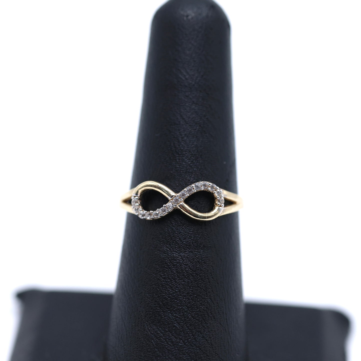 14KT GOLD CUBIC ZIRCONIA INFINITY RING