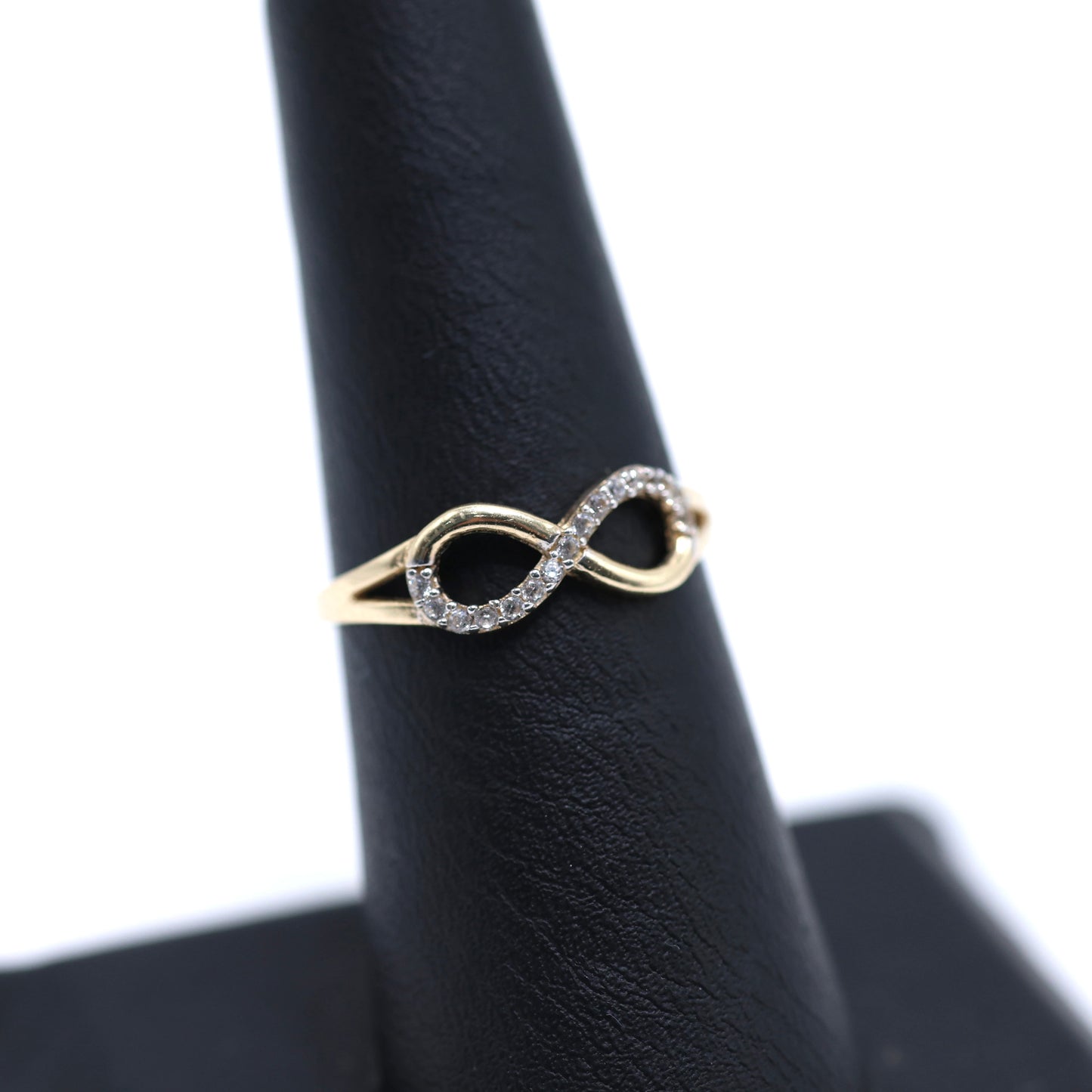 14KT GOLD CUBIC ZIRCONIA INFINITY RING