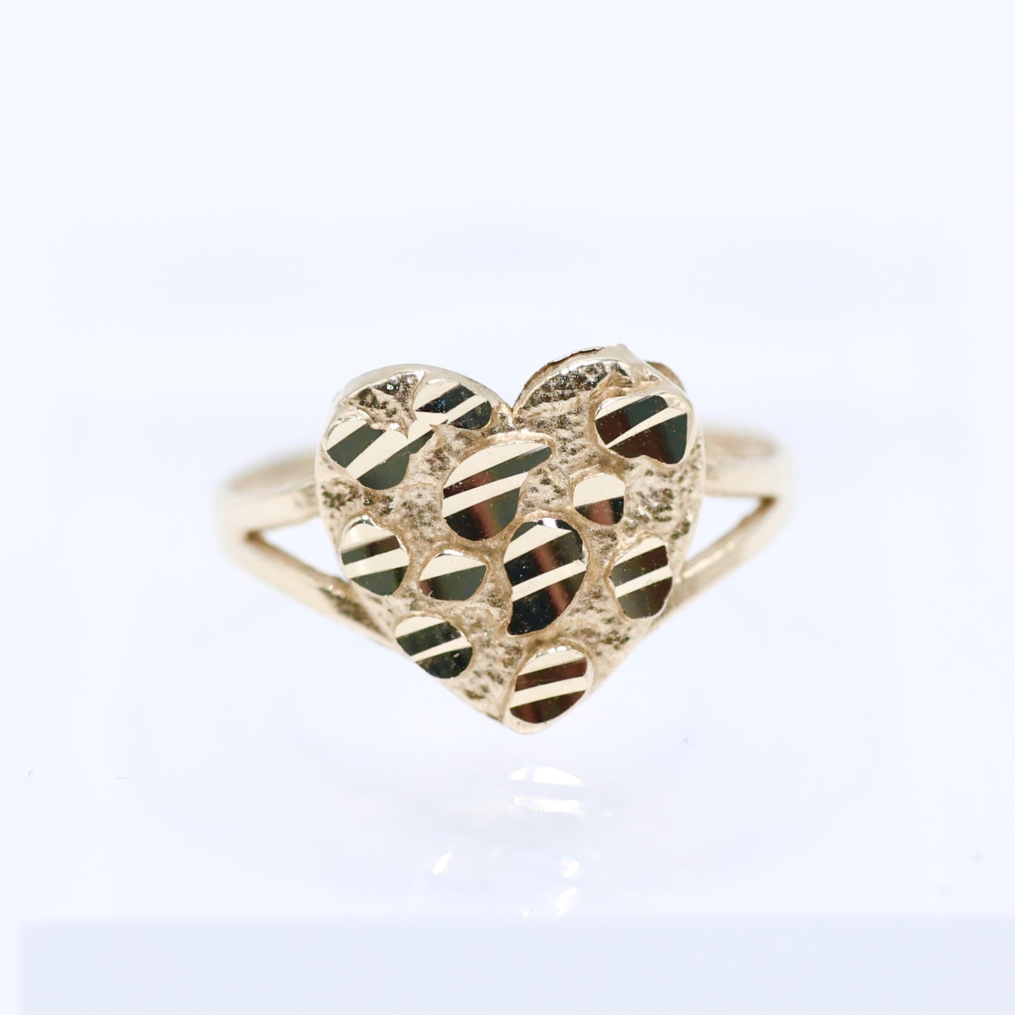 14KT GOLD HEART NUGGET RING