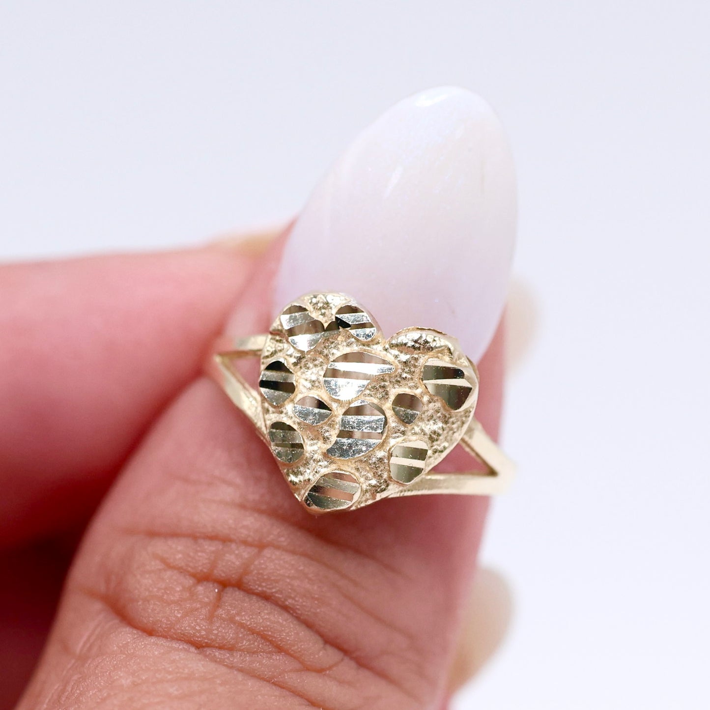 14KT GOLD HEART NUGGET RING