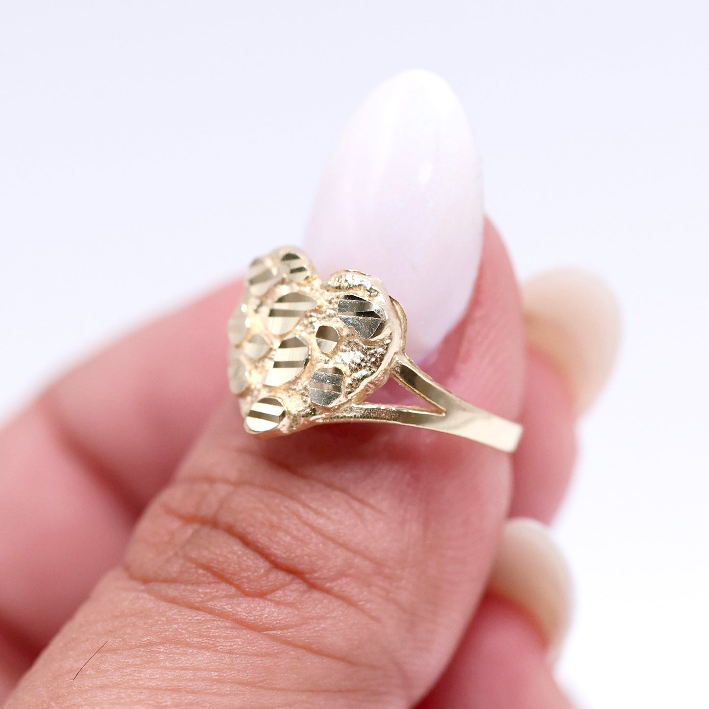 14KT GOLD HEART NUGGET RING